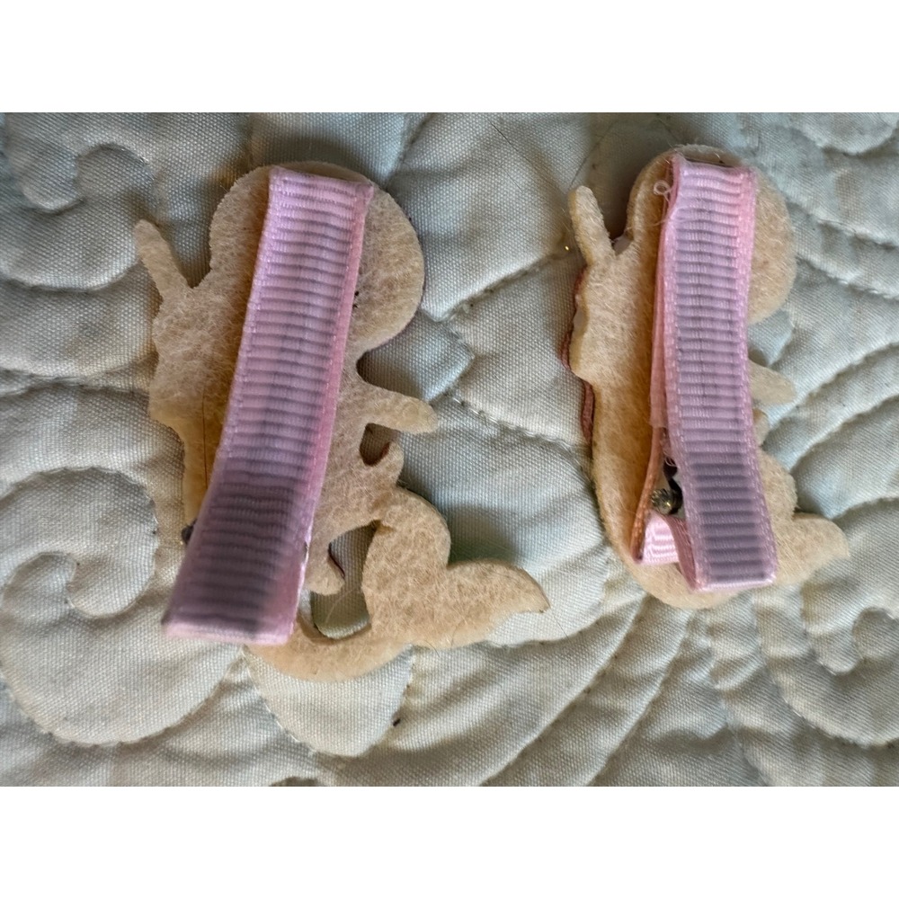 Pink Green Glitter Mermaid Hair Clips Felt Alligator Accessory Set of 2 - Picture 3 of 3